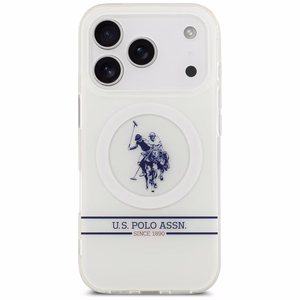 US Polo DH and Bottom Stripe Logo MagSafe Ümbris jaoks iPhone 17 Pro - Valge