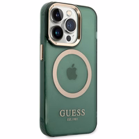 Guess GUHMP14XHTCMA iPhone 14 Pro Max 6.7" roheline/khaki hard ümbris kuldne Outline Translucent MagSafe