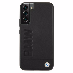 BMW Signature Logo Imprint ümbris Samsung Galaxy S22+ jaoks - must