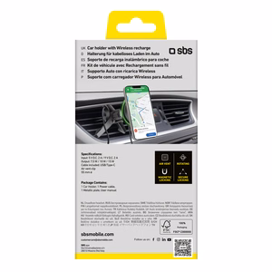 Smartphone holder with wireless charger SBS TESUPMAGWIR15W for air vent, compatible with MagSafe - black