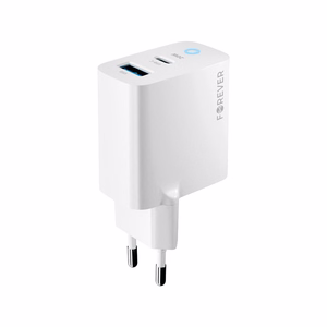 Forever TC-06-20AC PD QC laadija 1x USB-C 1x USB 20W valge