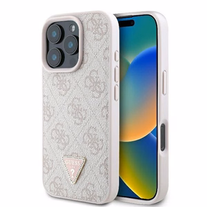 Guess Leather 4G Triangle Strass MagSafe Ümbris jaoks iPhone 16 Pro Max - Roosa