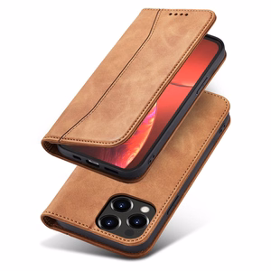 Magnet Fancy Case чехол для iPhone 13 Pro Max чехол-кошелёк с держателем для карт коричневый