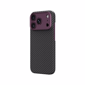 AmazingThing Titan Max Lens ümbris mudelile iPhone 18 Pro, aramiidkiust, kaamerakaitsega, ühildub MagSafe'iga – värv: lilla