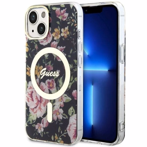 Guess GUHMP14MHCFWSK iPhone 14 Plus 6.7" чёрный/чёрный hardcase Flower MagSafe