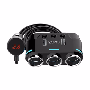 Auto Cigarette Lighter Pesa Splitter B39 tüüp C - 3 sockets + 2xUSB - 2,1A 100W koos ekraan and kaabel