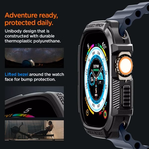 Spigen Rugged Armor ümbris Apple Watch Ultra 49 mm jaoks, mattmust