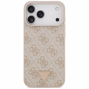 Guess Leather 4G Triangle Strass MagSafe Ümbris jaoks iPhone 17 Pro Max - Roosa