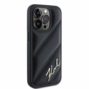 Karl Lagerfeld Diagonal Quilted Script ümbris jaoks iPhone 15 Pro - must