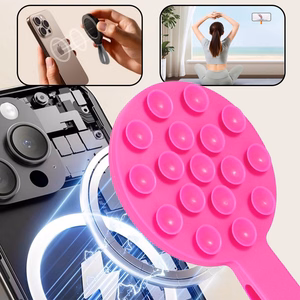 Silicone suction phone hoidja magnetic with ring MSH9 roosa