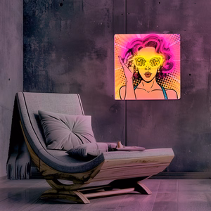 Neon ART LED POWER WOMAN kollane-lilla FLA02 Forever Light
