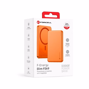 Forcell F-Energy Slim F5K9 akupank, MagSafe'iga ühilduv, 5000 mAh, 15 W, QC 4.0, PD 3.0, oranž