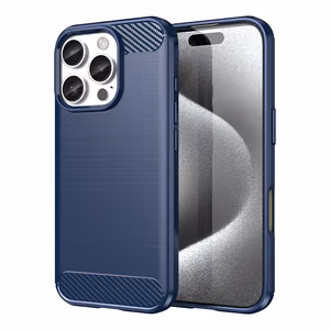 Carbon Ümbris jaoks iPhone 16 Pro Max Silicone Ümbris - Sinine