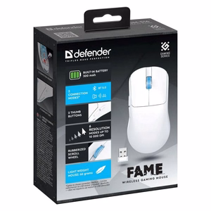 Juhtmevaba hiir DEFENDER FAME GM-516 RF+BT 10000DPI 6P valge