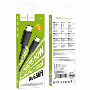 Kaabel USB C to USB C Hoco 3A 60W 2 m X88 must