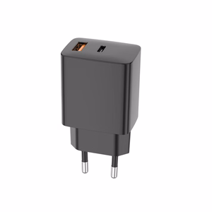 Setty USB-A + USB-C PD/QC 30W Seinalaadija must + USB-C cable 1m RLSK-AC-01 must