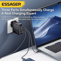 Laadija Essager "Gan Journey" Must 140W (2xPD / QC3.0)