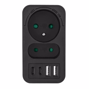 Maclean MCE249 F/B – võrgupesa jaotur, 2 pistikupesa, 4 USB-porti: 2×USB-A ja 2×USB-C PD 20 W, 1×16 A + 1×6 A