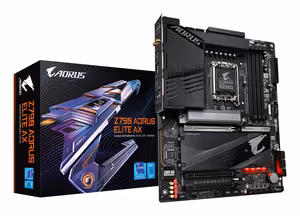 GIGABYTE Z790 AORUS ELITE AX emaplaat - toetab Intel Core 14. põlvkonna protsessoreid, 16*+2+1 faasi digitaalne VRM, kuni 7600MHz DDR5 (OC), 4xPCIe 4.0 M.2, Wi-Fi 6E, 2.5GbE LAN, USB 3.2 Gen 2x2
