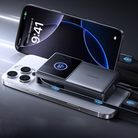 Joyroom JR-PR1 10000mAh 22.5W Powerbank sisseehitatud sissetõmmatava USB-C kaabliga - must