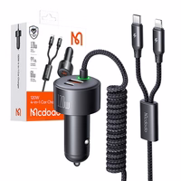 Mcdodo CC-0370 car laadija, USB-C, Lightning, 120W, retractable kaabels