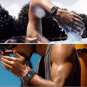 Rihm Strap Band Apple Watch 42mm/44mm/45mm jaoks (must + punane)