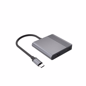 Gembird A-CM-COMBO3-04 USB Type-C 3-in-1 mitmepordine adapter (2x USB port + 2x HDMI + PD), kosmosehall
