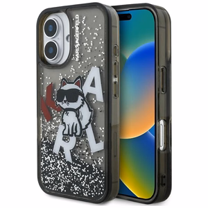 Karl Lagerfeld Liquid Glitter Choupette Logo iPhone 16 Ümbris - must