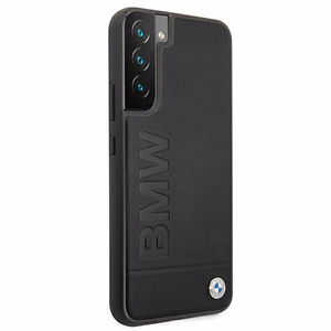 BMW Signature Logo Imprint ümbris Samsung Galaxy S22+ jaoks - must