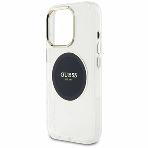 Чехол Guess IML Metal Colored Circle Classic Logo MagSafe для iPhone 16 Pro Max - чёрный