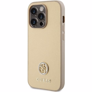 GUESS ümbris jaoks IPHONE 15 Pro GUHCP15LPS4DGPD (Strass Metal Logo) kuldne
