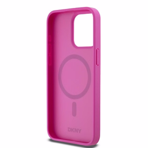 DKNY Leather Monogram Pattern Metal Logo MagSafe Ümbris jaoks iPhone 15 Pro Max - Roosa