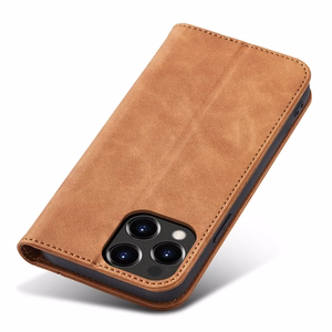 Magnet Fancy Case чехол для iPhone 13 Pro Max чехол-кошелёк с держателем для карт коричневый