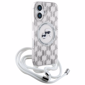 Karl Lagerfeld IML Crossbody Monogram Karl & Choupette Head MagSafe iPhone 16 Ümbris - Clear