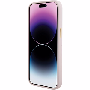 Guess Silicone Script Metal Logo & Frame ümbris jaoks iPhone 15 - roosa