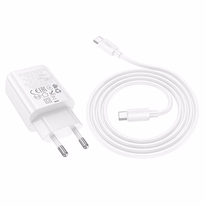 Phone Laadija Hoco USB A + USB C QC3.0 PD 3A 30W + Kaabel USB C to USB C N63 valge