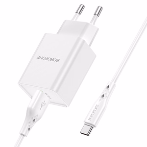 Borofone Wall laadija BN5 Sunlight - USB - QC 3.0 18W with USB to Type C kaabel valge