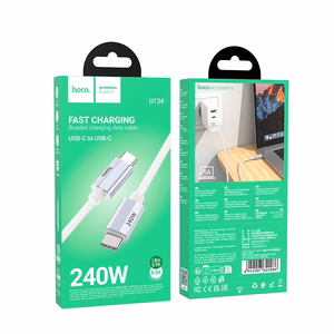 Кабель USB C - USB C Hoco QC3.0 PD 5A 240W 1,8 m U134 серый