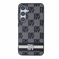 DKNY Leather Checkered Mono Pattern & Printed Stripes Ümbris jaoks Samsung Galaxy S24 - Must