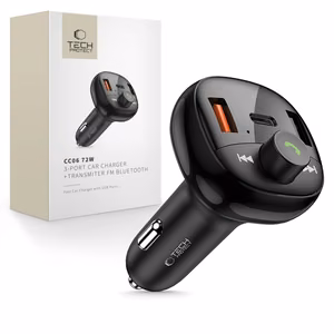Tech-Protect CC06 3-port PD72W car laadija koos transmitter - must