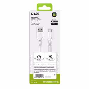SBS TECABLEMICROC15W USB-A - USB-C Kaabel 1.5m - valge