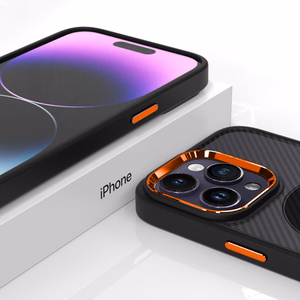 Tel Protect Magnetic Carbon Ümbris jaoks Iphone 15 Plus must-oranž