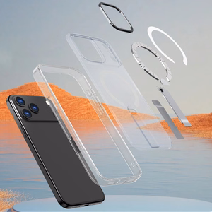 Hybrid Armor X Ümbris jaoks iPhone 17 Pro Max with Stand, Compatible with MagSafe - Läbipaistev