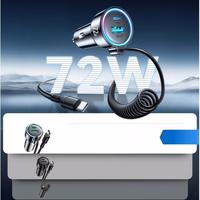 Autohoidja Joyroom "JR-CL07" must 72W (1xPD / 1xQC3.0 / LED valgustusega) + "Type-C" kaabel 160cm