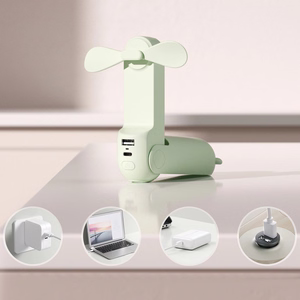 Jisulife Life8 Plus kaasaskantav USB-käsiventilaator akupanga funktsiooni ja taskulambiga, 4500 mAh, roheline