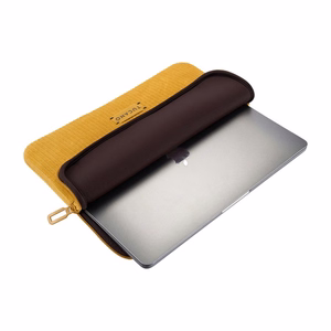 Tucano Velluto 2 neopreenist ja sametise välispinnaga sülearvutiümbris 14-tollisele MacBook Prole ja 13-tollistele sülearvutitele, kollane
