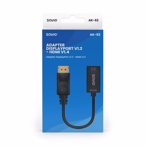 Savio adapter DisplayPort (M) v1.2 - HDMI A (F) v1.4, 4K, AK-62