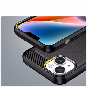 Carbon Case iPhone 14 Plus paindlik geeliga tagakate must