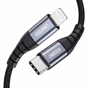 Choetech IP0041 USB-C / Lightning MFi 480Mb/s 3A 2 m kaabel - must