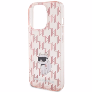 Karl Lagerfeld Monogram Choupette ümbris jaoks iPhone 15 Pro Max - roosa
